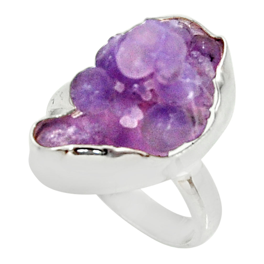 925 silver 10.25cts natural grape chalcedony solitaire ring size 7.5 d35329