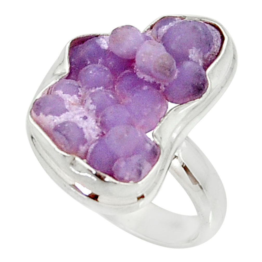 11.19cts natural grape chalcedony 925 silver solitaire ring size 7.5 d35331