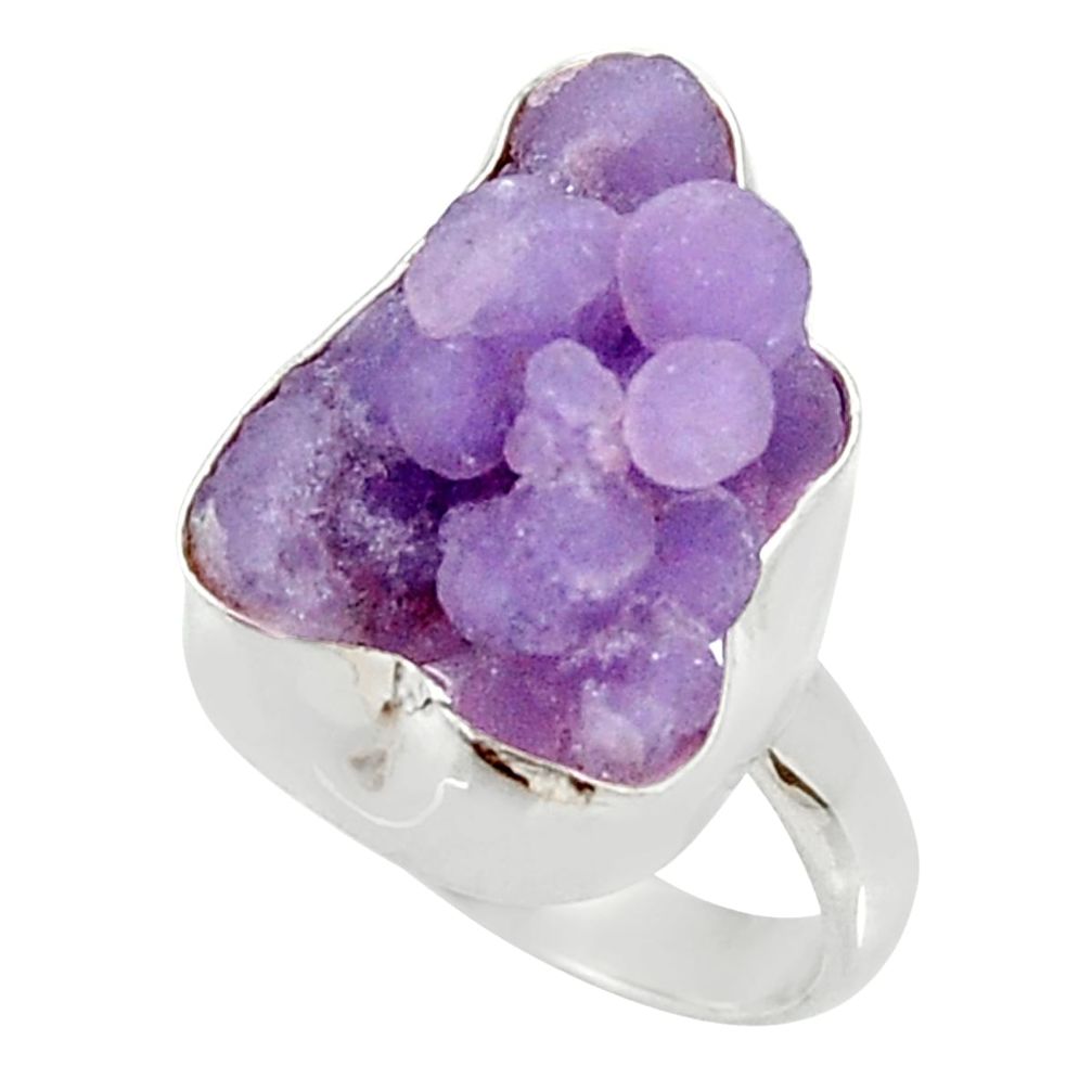 925 silver 15.16cts natural grape chalcedony solitaire ring size 8.5 d35334