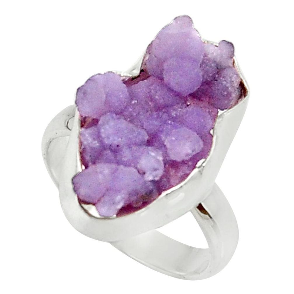 9.43cts natural purple grape chalcedony 925 silver solitaire ring size 7 d35335