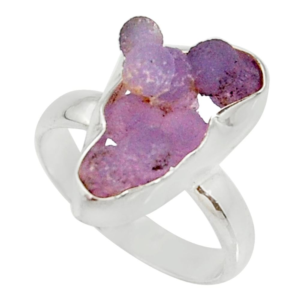 7.97cts natural purple grape chalcedony 925 silver solitaire ring size 8 d35336