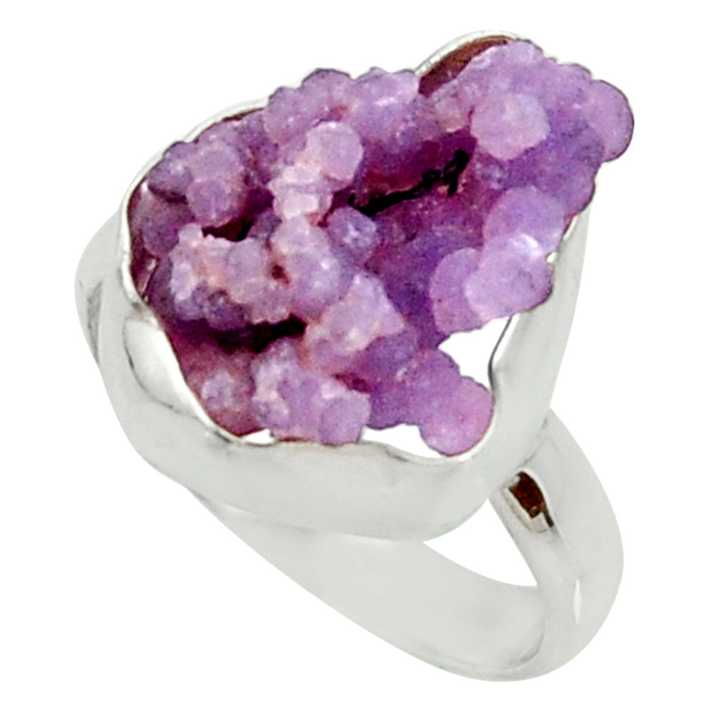 purple grape chalcedony silver solitaire ring size 7.5 d35337