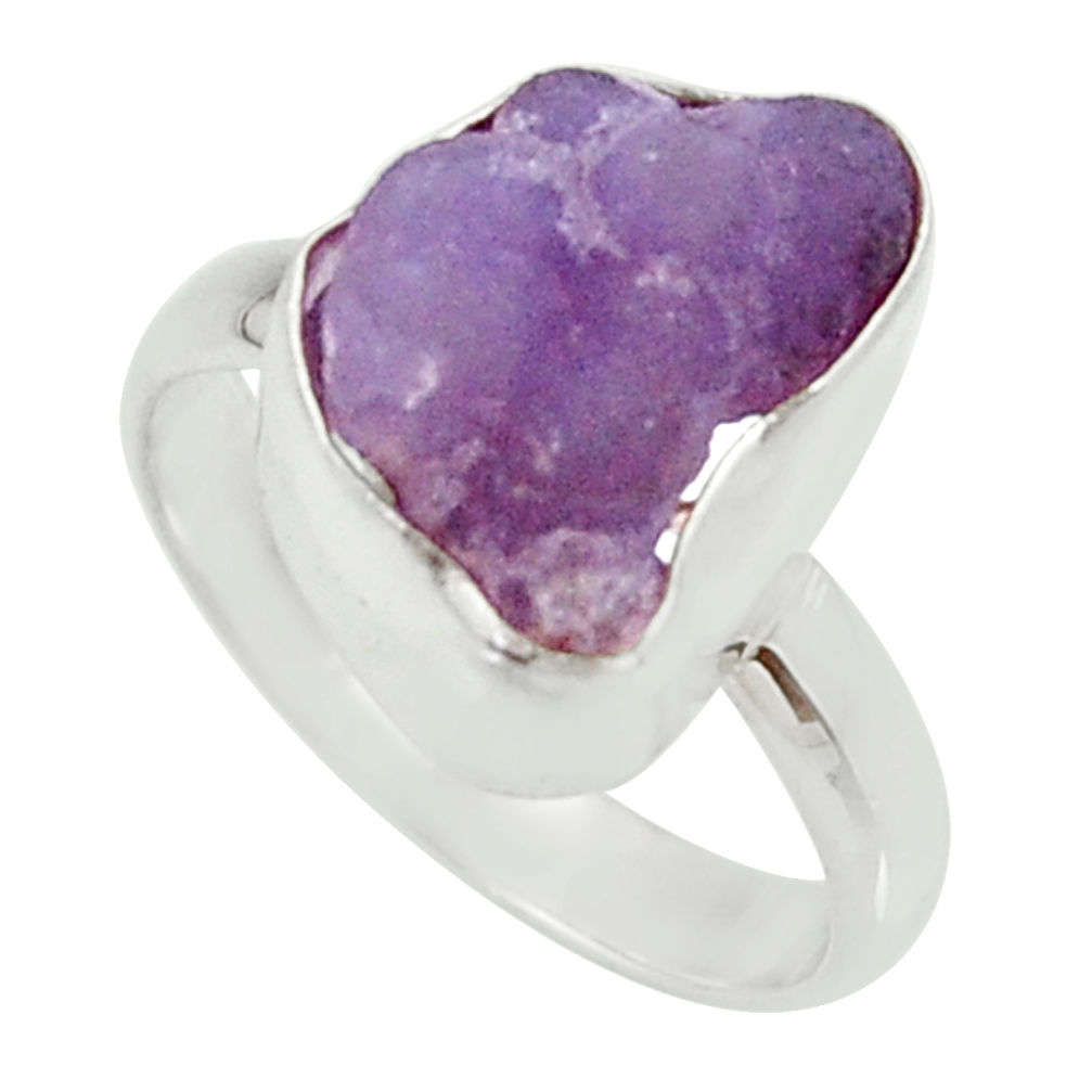 925 silver 8.05cts natural grape chalcedony fancy solitaire ring size 8.5 d35338