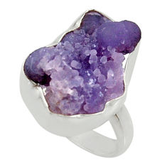Clearance Sale- 13.87cts natural purple grape chalcedony 925 silver solitaire ring size 7 d35339