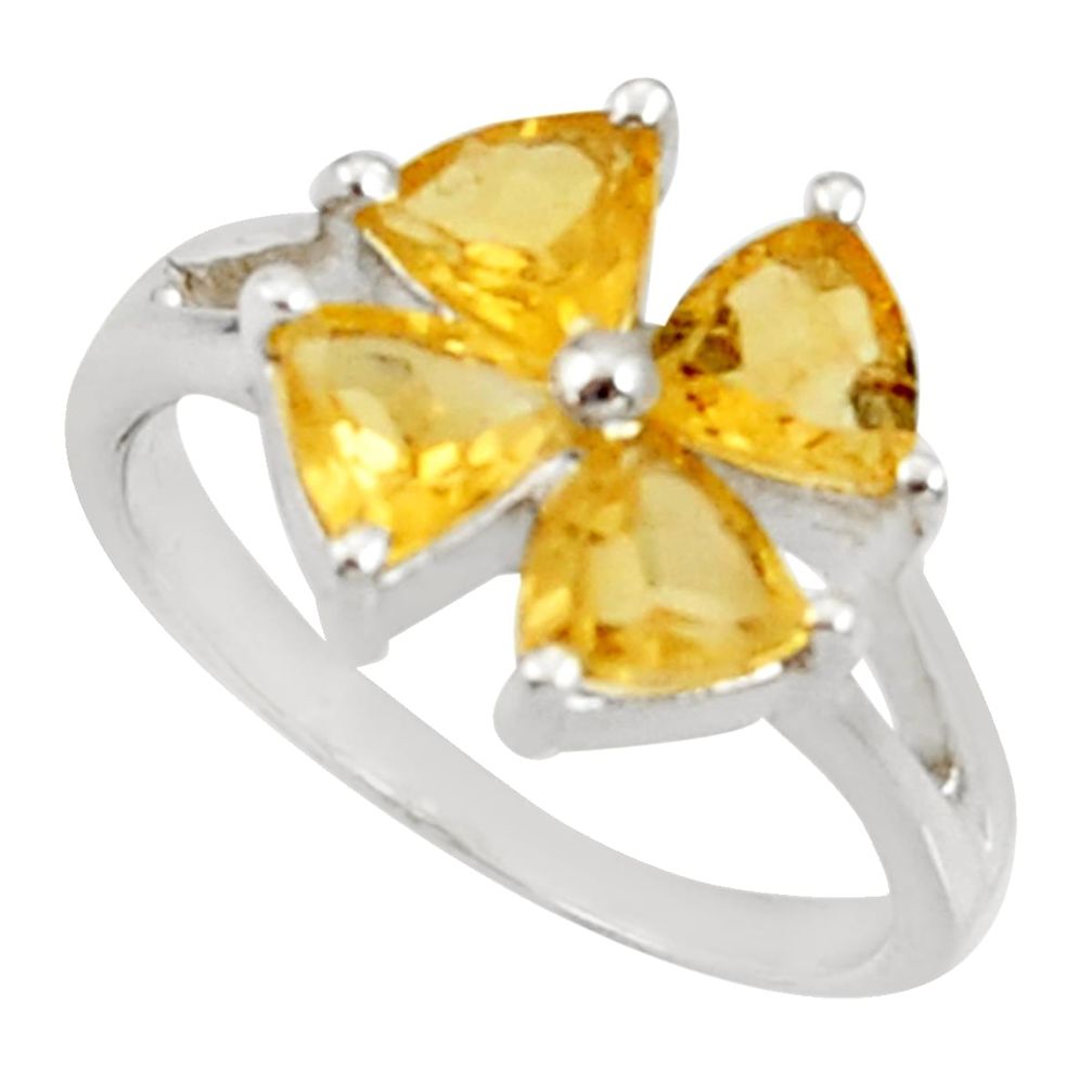 4.21cts natural yellow citrine 925 sterling silver ring jewelry size 5.5 d35432