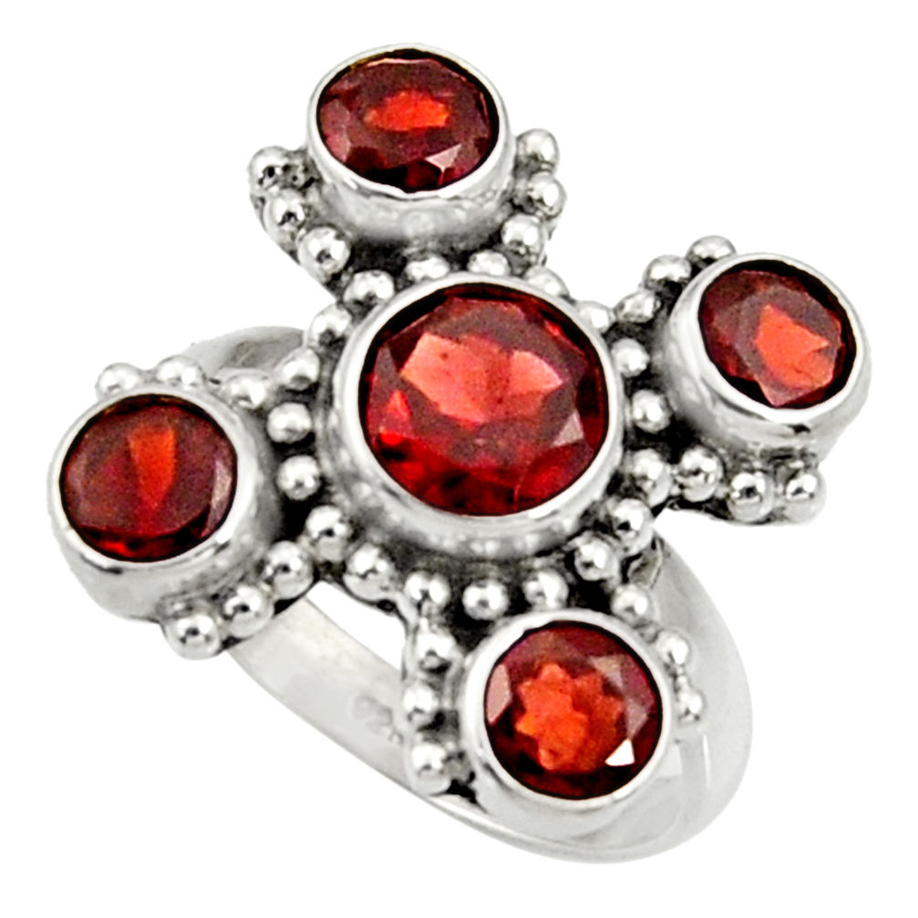 7.07cts natural red garnet round 925 sterling silver ring jewelry size 7 d35481