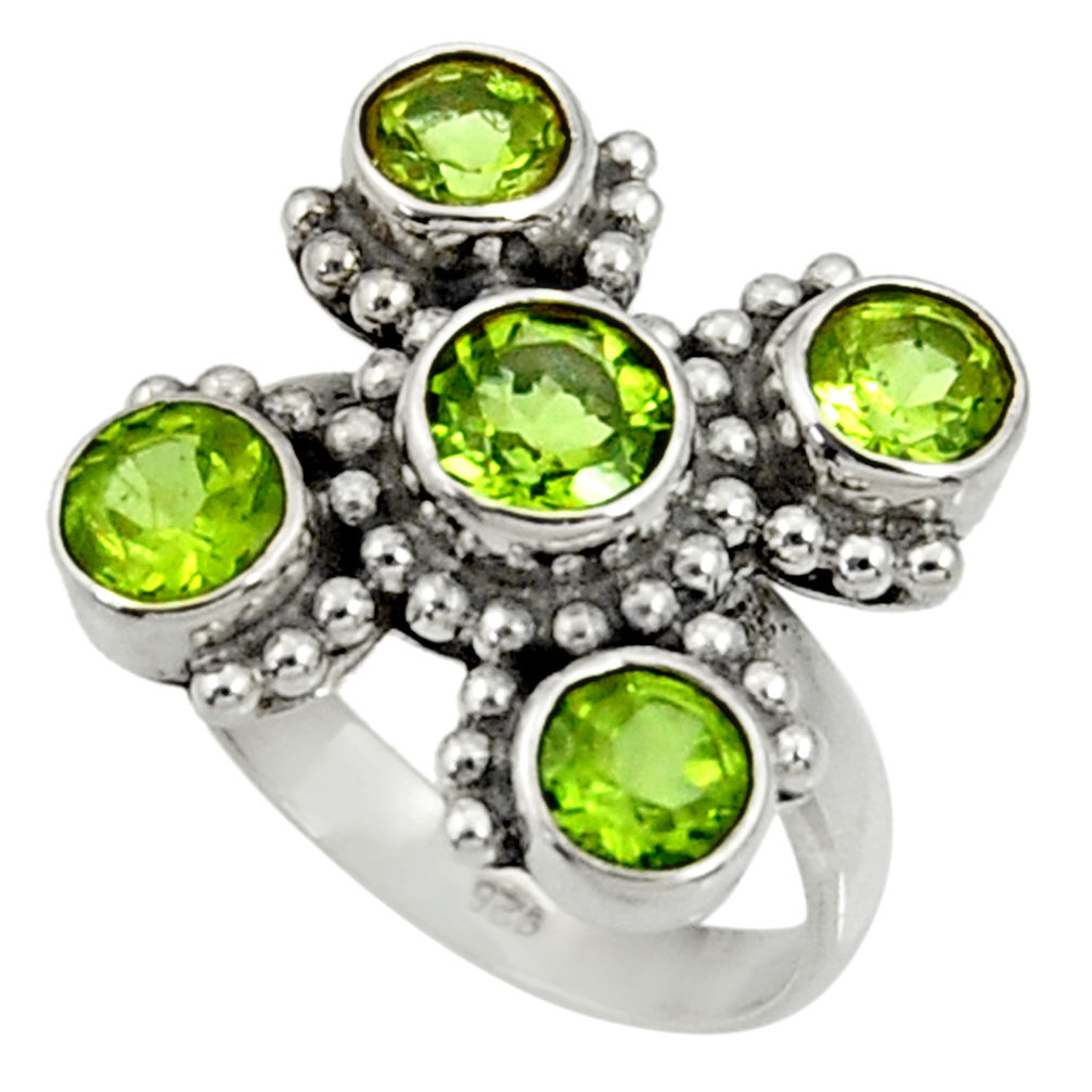 6.58cts natural green peridot 925 sterling silver ring jewelry size 7 d35485