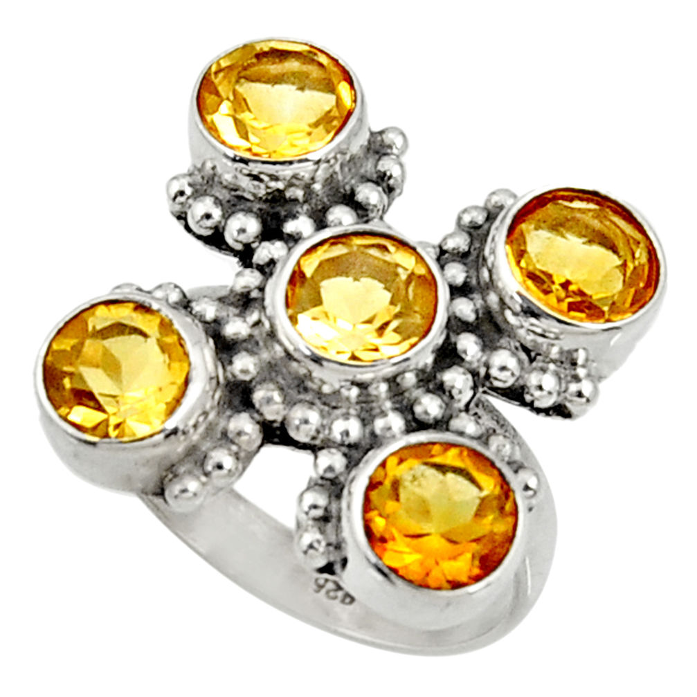 925 sterling silver 6.64cts natural yellow citrine ring jewelry size 8 d35489
