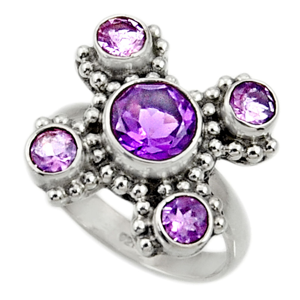 6.04cts natural purple amethyst 925 sterling silver ring jewelry size 7.5 d35510