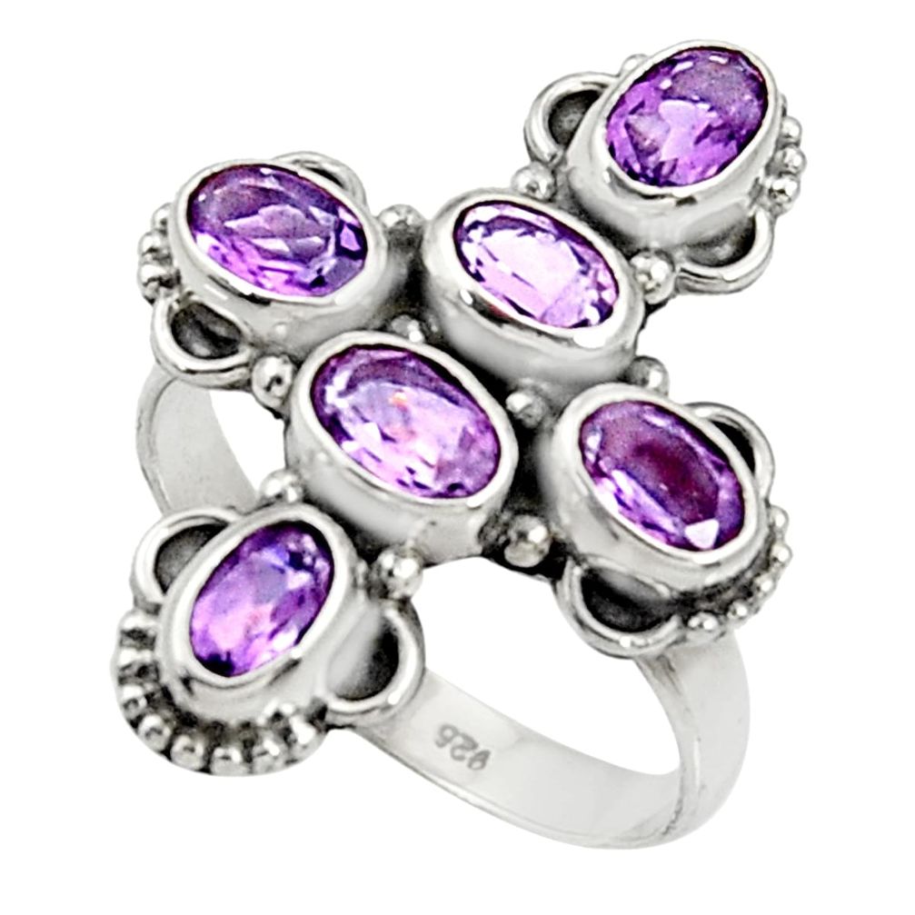 7.04cts natural purple amethyst 925 sterling silver ring jewelry size 8 d35515