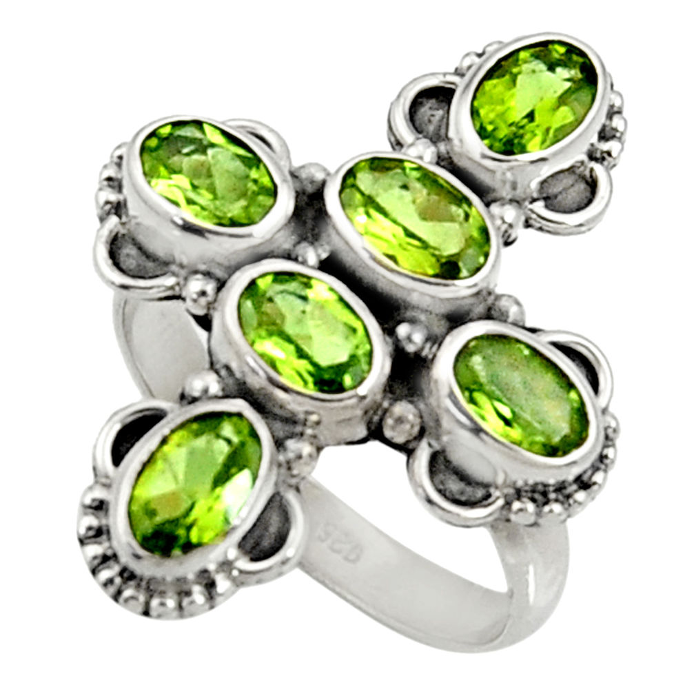 6.54cts fine green peridot 925 sterling silver ring jewelry size 7.5 d35516