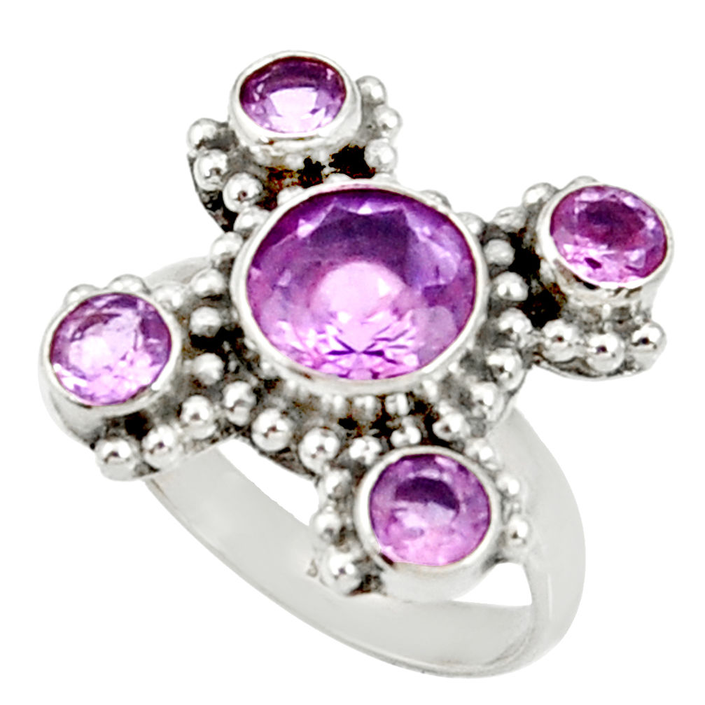 6.03cts natural purple amethyst 925 sterling silver ring jewelry size 7 d35521