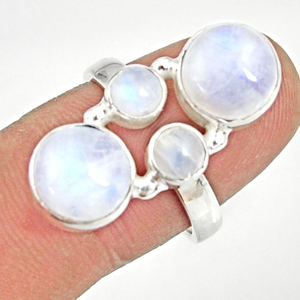 925 sterling silver 10.23cts natural rainbow moonstone ring size 7.5 d35530