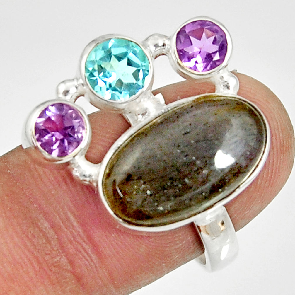 cts natural blue labradorite amethyst topaz ring size 7.5 d35567