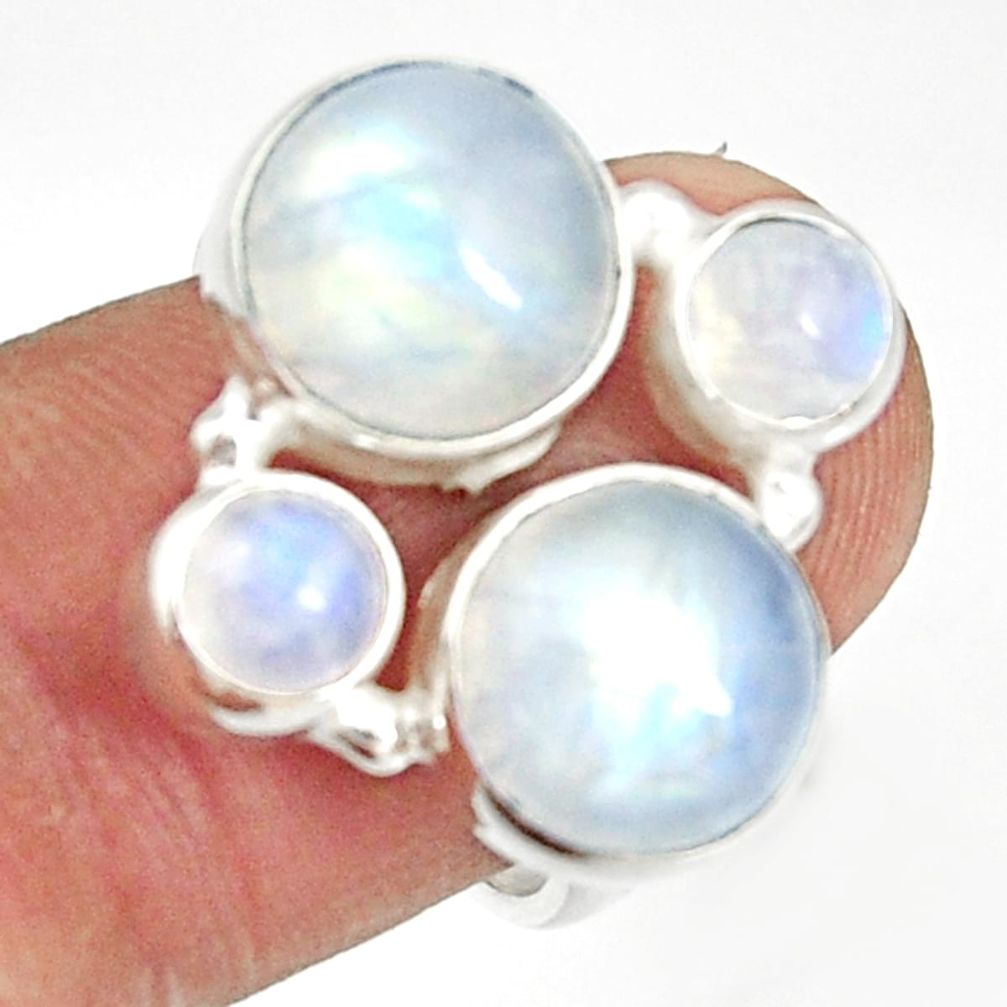  rainbow moonstone 925 sterling silver ring size 7.5 d35599