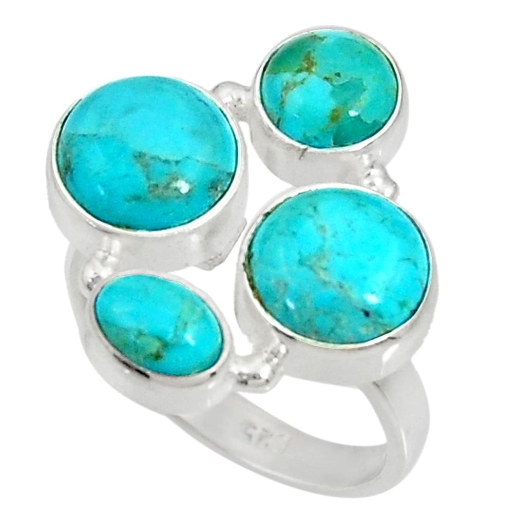 12.40cts green arizona mohave turquoise 925 sterling silver ring size 8 d35602