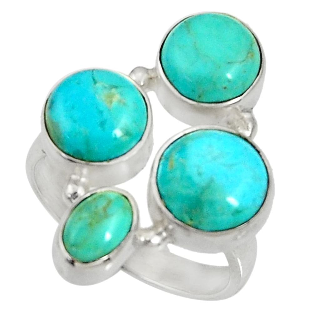 925 sterling silver 11.37cts green arizona mohave turquoise ring size 8.5 d35610