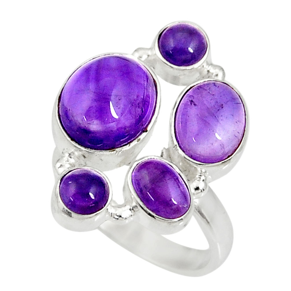 11.24cts natural purple amethyst 925 sterling silver ring jewelry size 8 d35615
