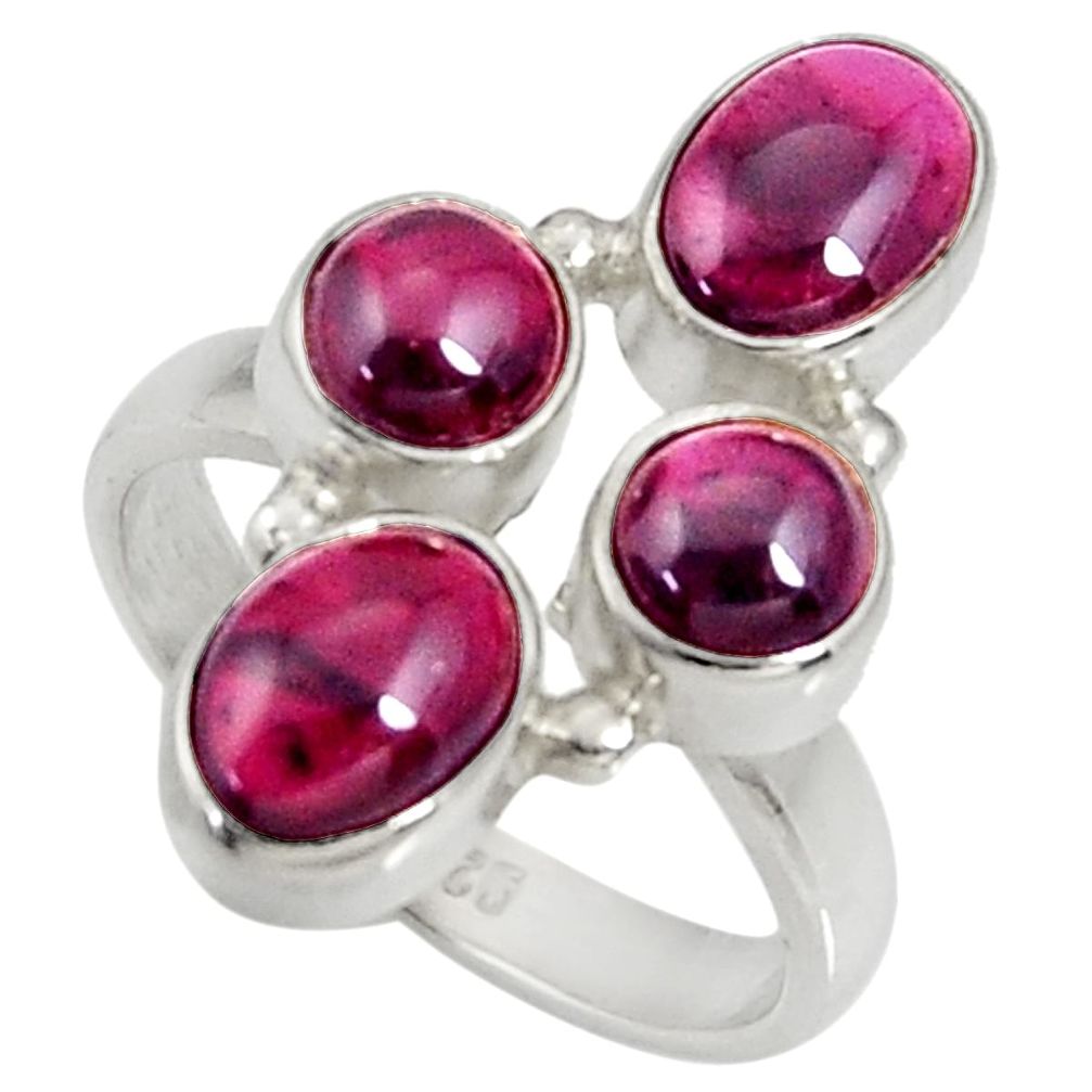 925 sterling silver 6.80cts natural red garnet ring jewelry size 7.5 d35631