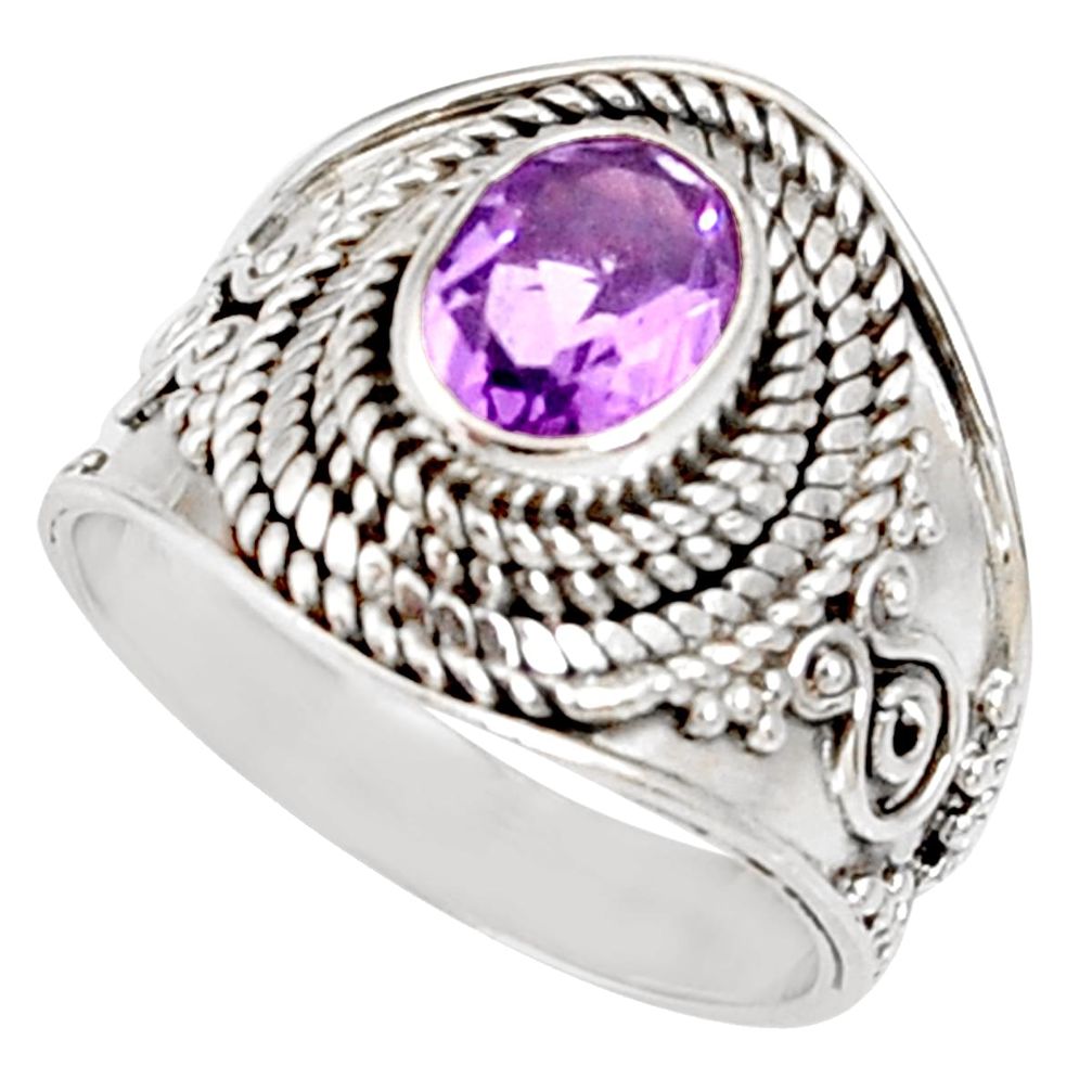 2.11cts natural purple amethyst 925 silver solitaire ring jewelry size 7 d35682