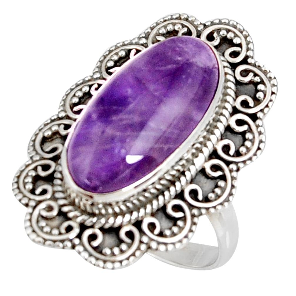 10.89cts natural purple chevron amethyst 925 silver solitaire ring size 8 d35700