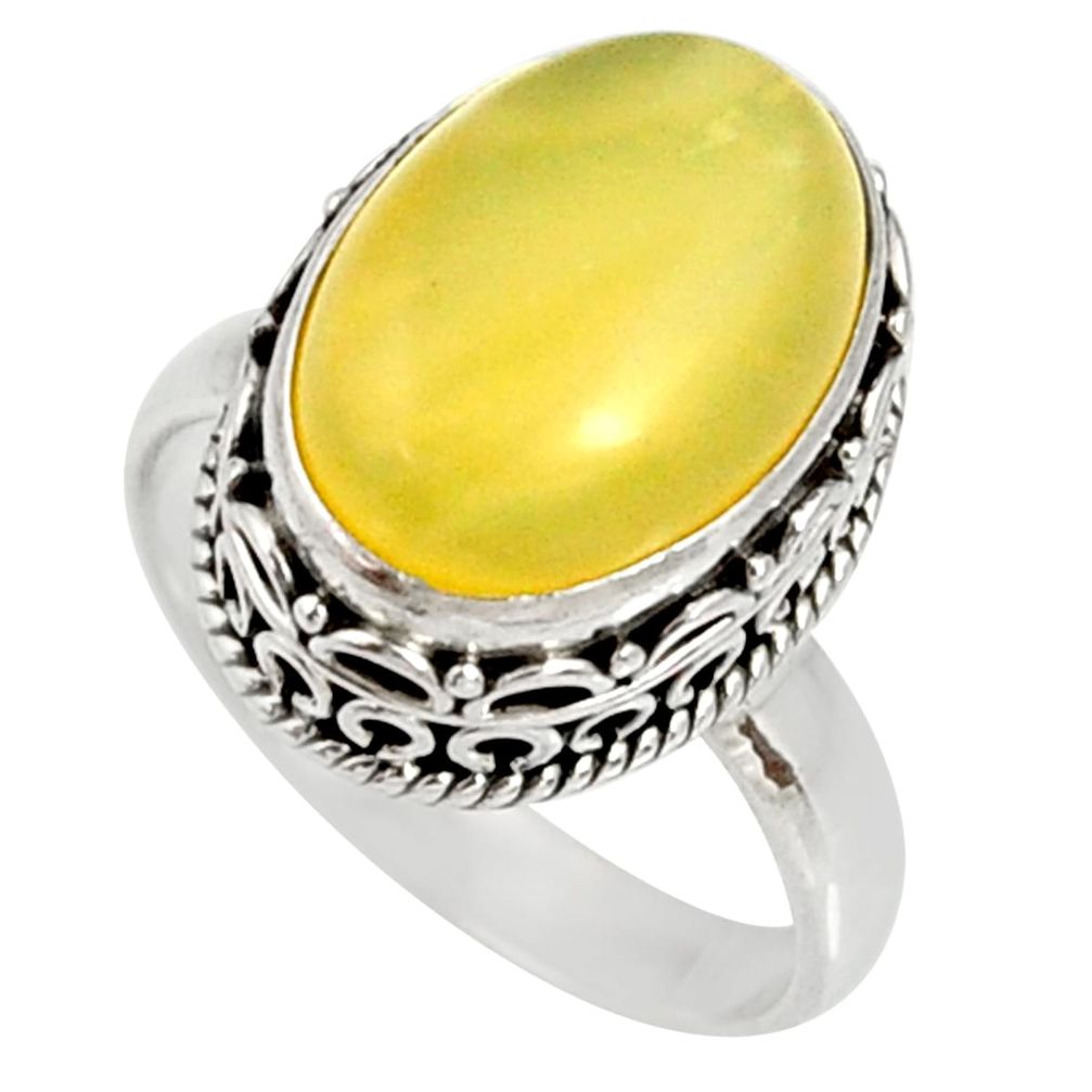 6.62cts natural yellow owyhee opal 925 silver solitaire ring size 7 d35708