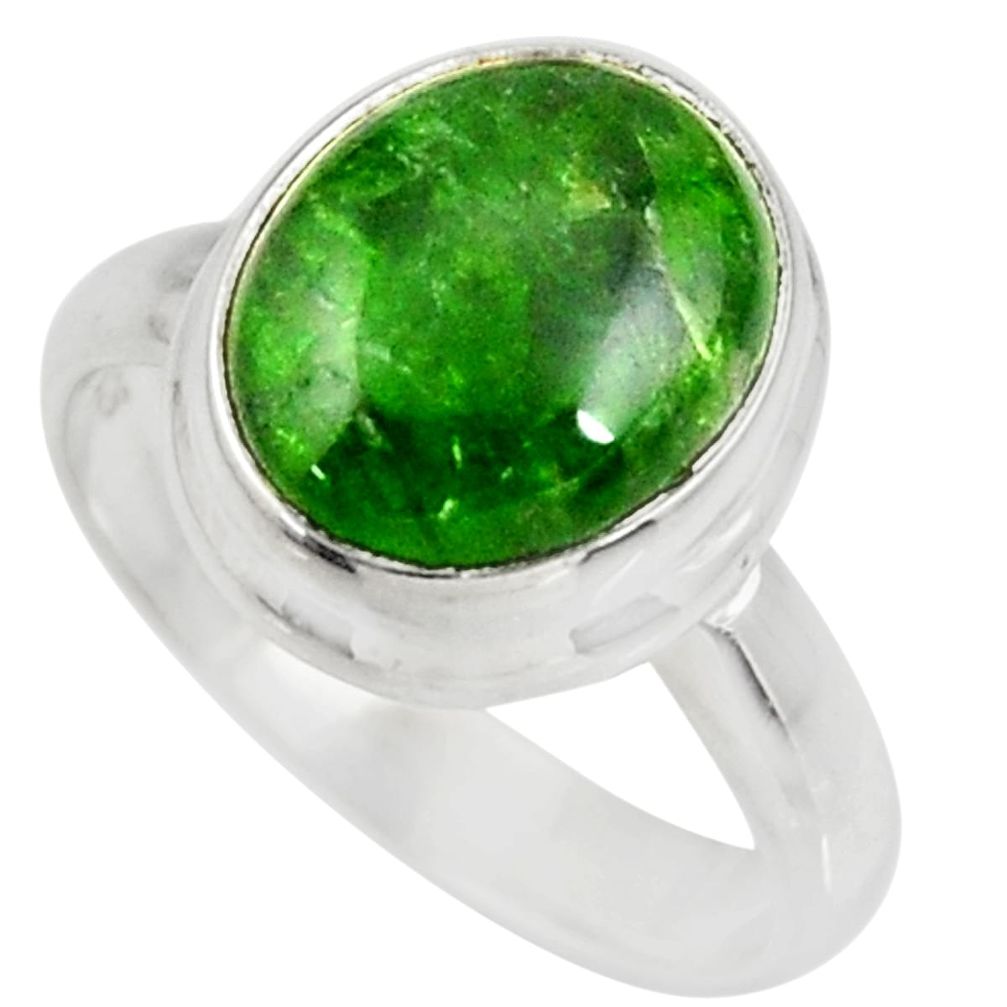 5.38cts natural green chrome diopside 925 silver solitaire ring size 7 d35741