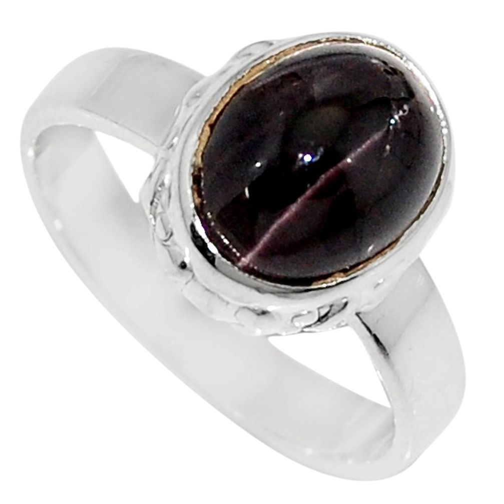 4.42cts natural spectrolite cat's eye 925 silver solitaire ring size 7 d35746