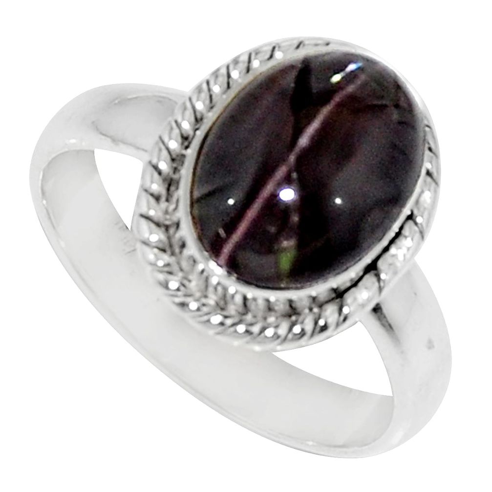spectrolite cat's eye 925 silver solitaire ring size 7 d35747