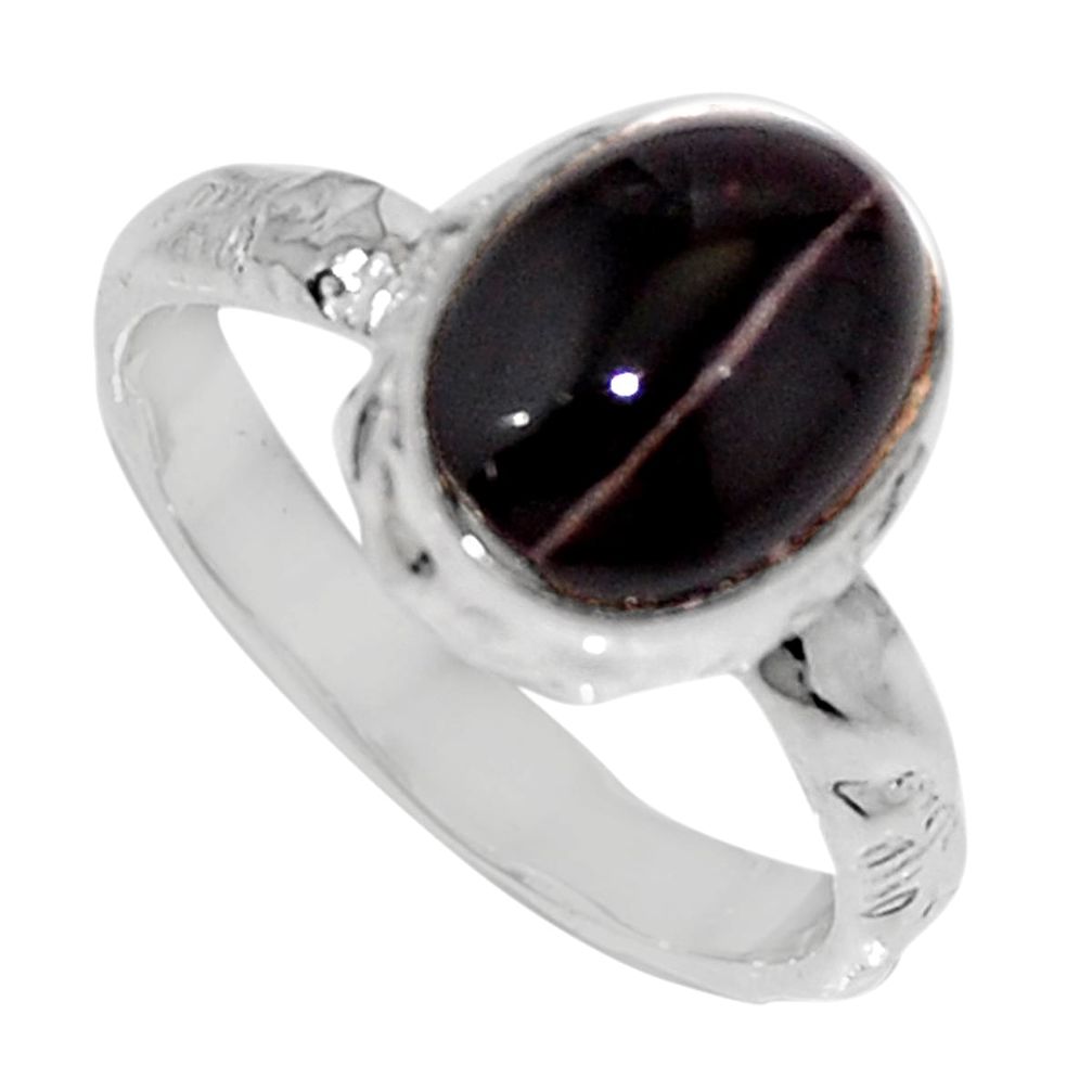 925 silver 4.28cts natural spectrolite cat's eye solitaire ring size 6 d35748