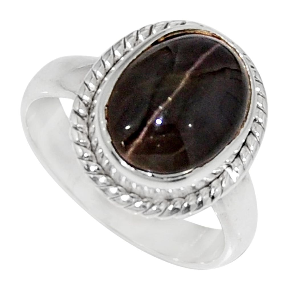 925 silver 5.11cts natural spectrolite cat's eye solitaire ring size 5.5 d35752