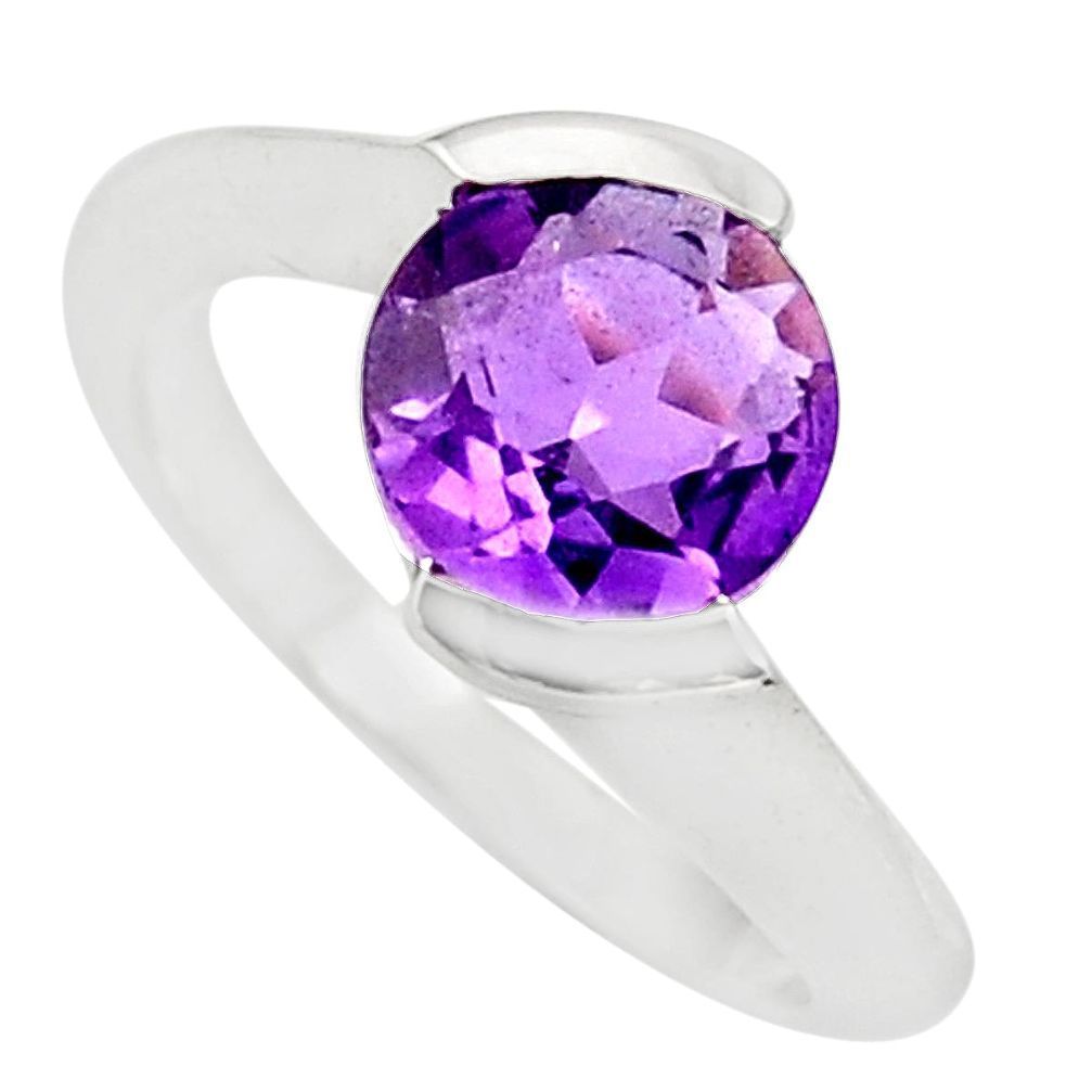 3.50cts natural purple amethyst 925 silver solitaire ring size 5.5 d35766