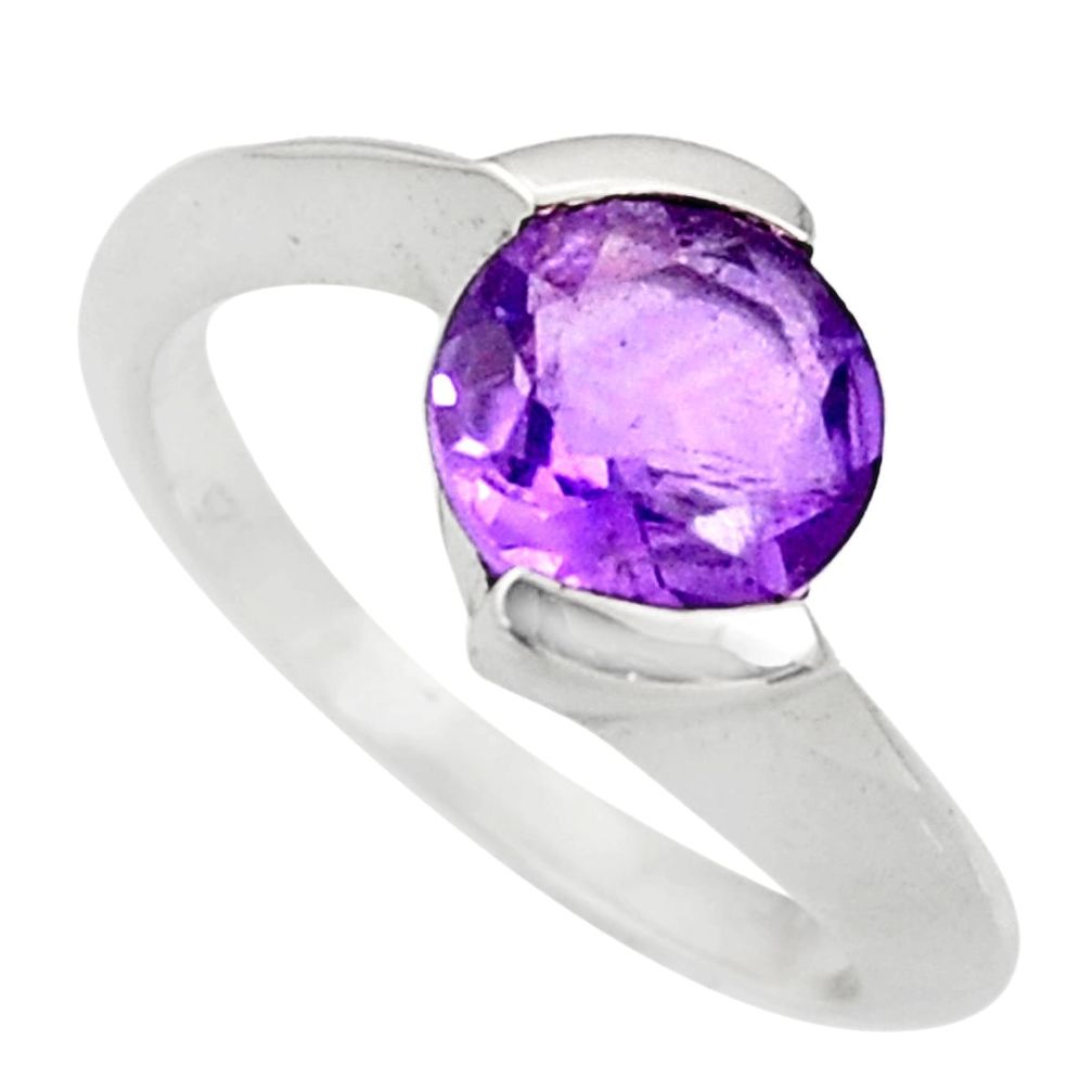 3.62cts natural purple amethyst 925 silver solitaire ring size 6.5 d35767