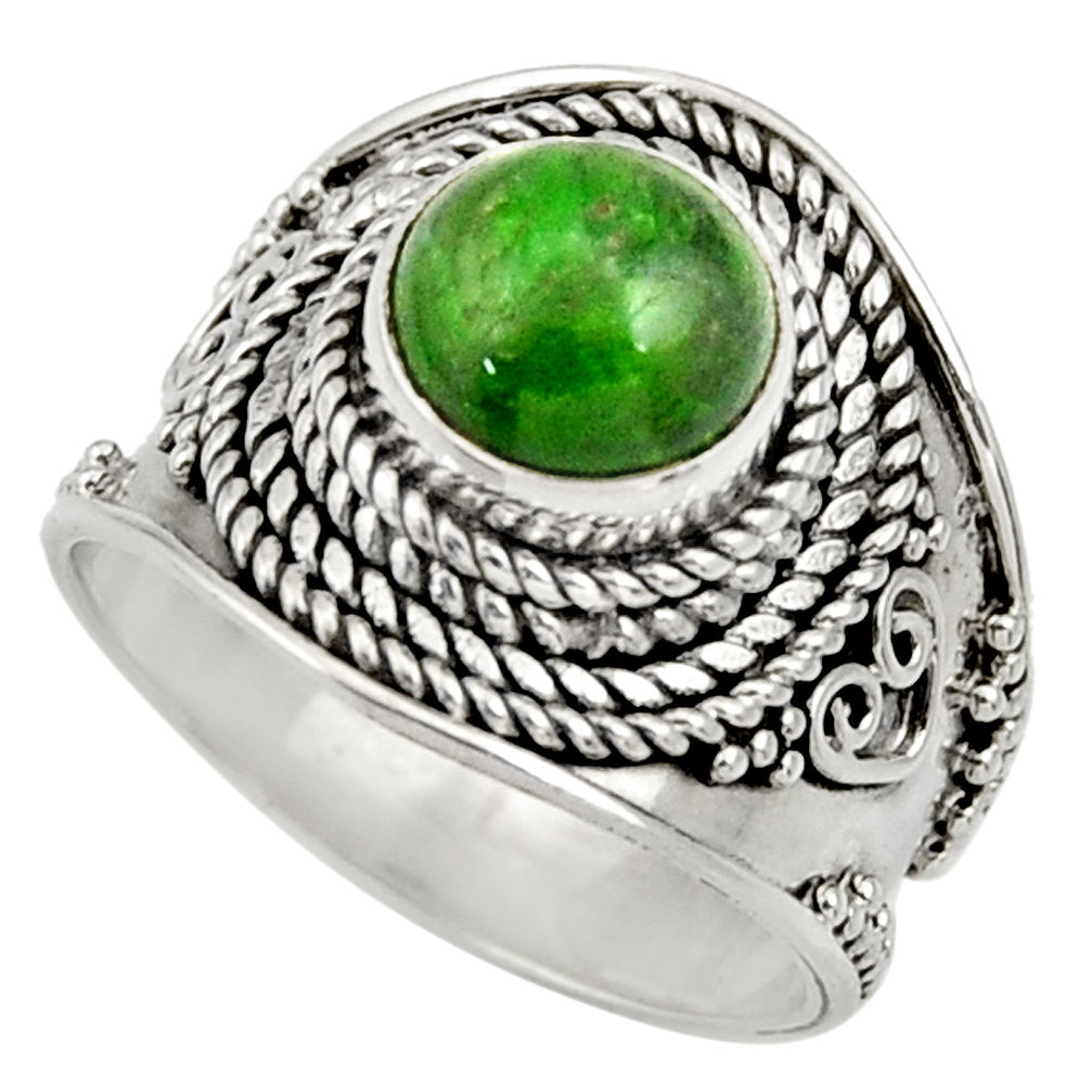 3.16cts natural green chrome diopside 925 silver solitaire ring size 7 d35785