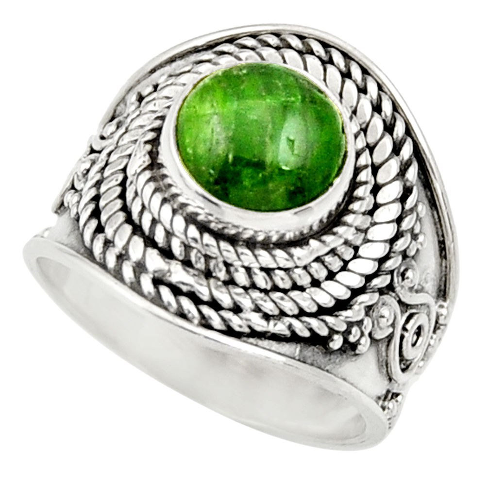 3.15cts natural green chrome diopside 925 silver solitaire ring size 6 d35786