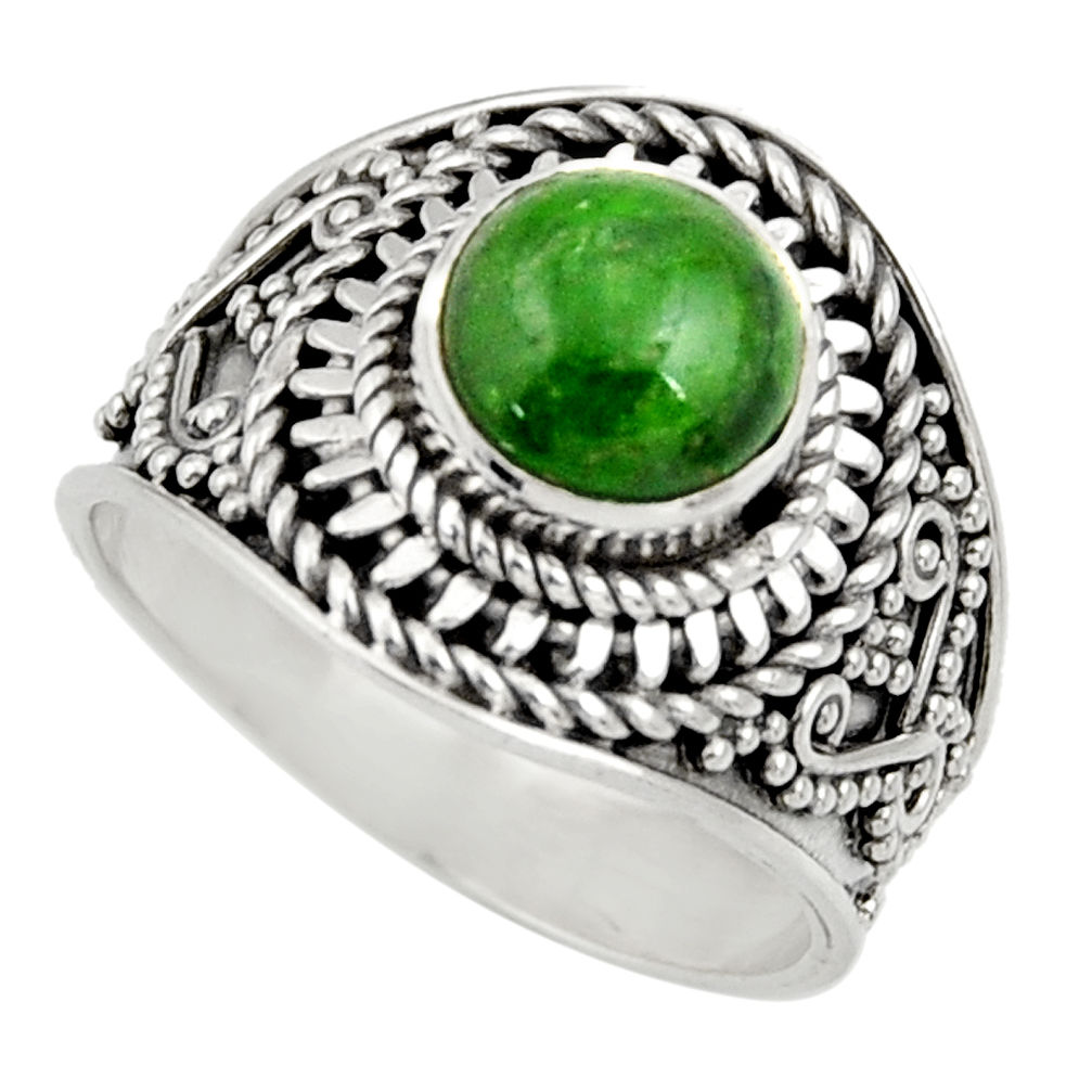 3.17cts natural green chrome diopside 925 silver solitaire ring size 8 d35790