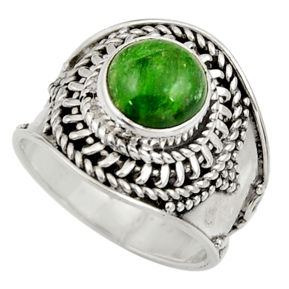 3.25cts natural green chrome diopside 925 silver solitaire ring size 6 d35791