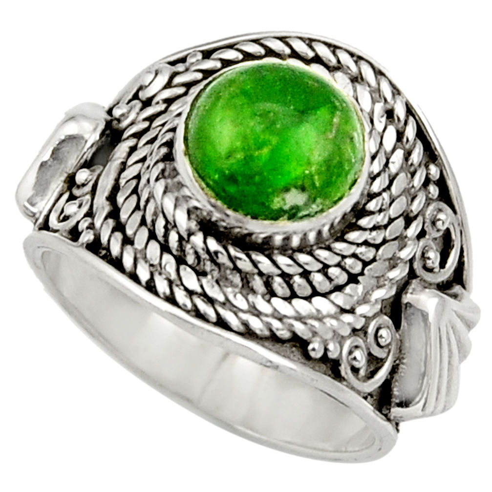 3.28cts natural green chrome diopside 925 silver solitaire ring size 6 d35792