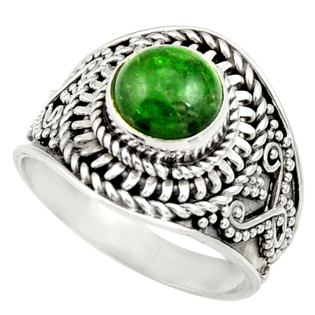 925 silver 3.14cts natural green chrome diopside solitaire ring size 8 d35793