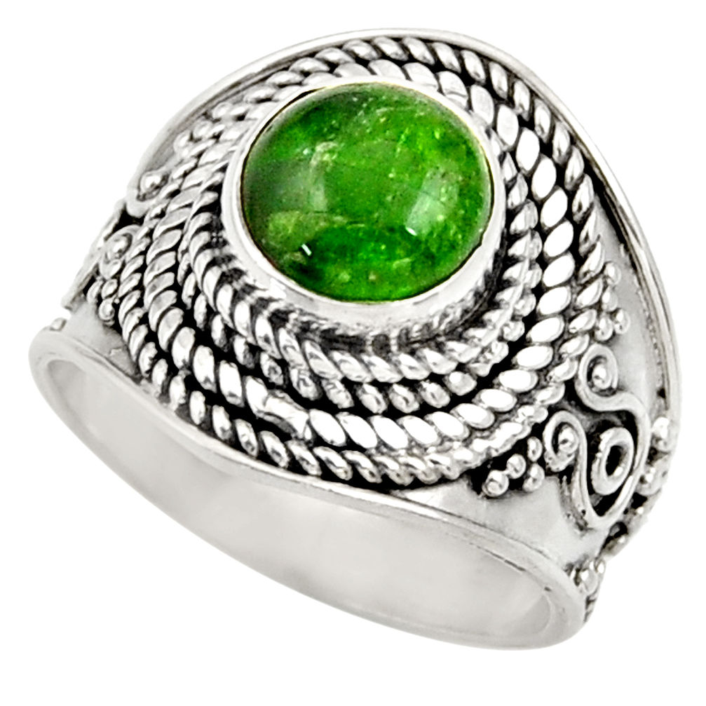925 silver 3.16cts natural green chrome diopside solitaire ring size 7 d35797