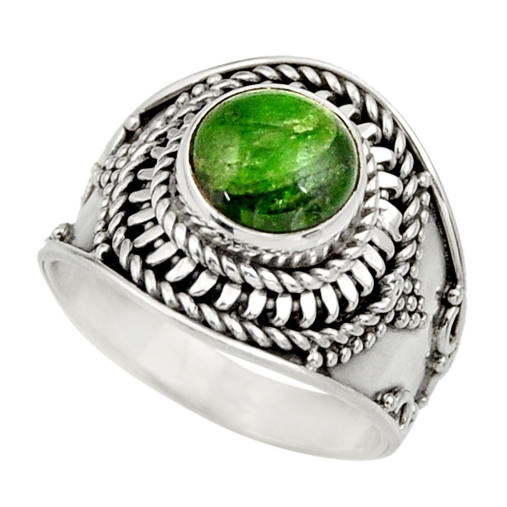 3.16cts natural green chrome diopside 925 silver solitaire ring size 7 d35798