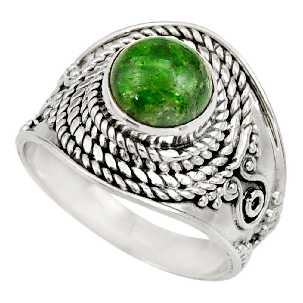3.67cts natural green chrome diopside 925 silver solitaire ring size 8 d35799