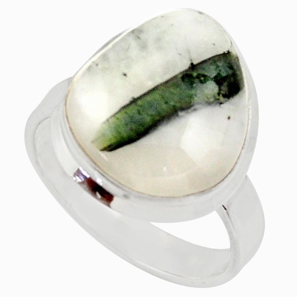 14.99cts natural tourmaline in quartz 925 silver solitaire ring size 10.5 d35854