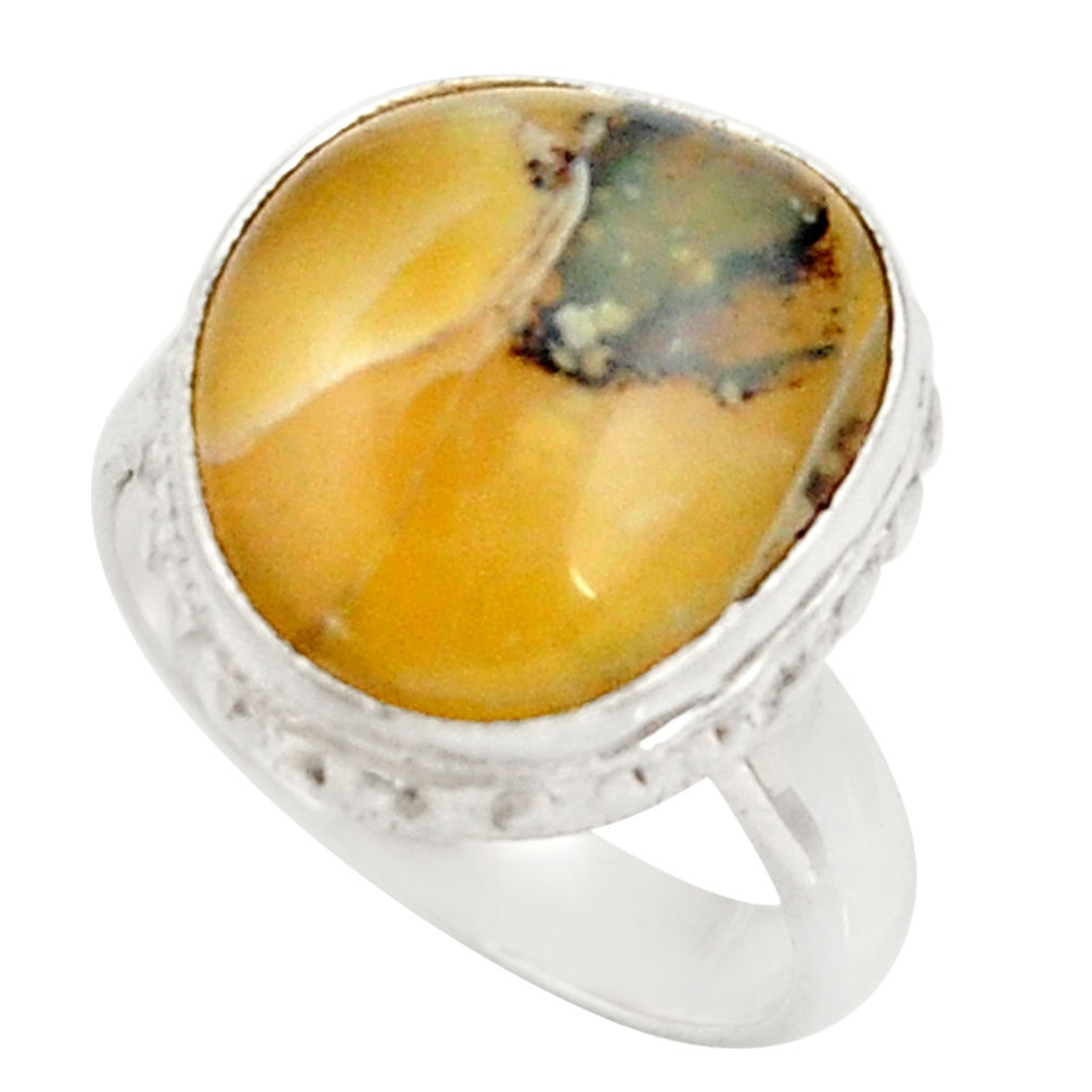 925 sterling silver 8.91cts natural yellow opal solitaire ring size 6 d35864