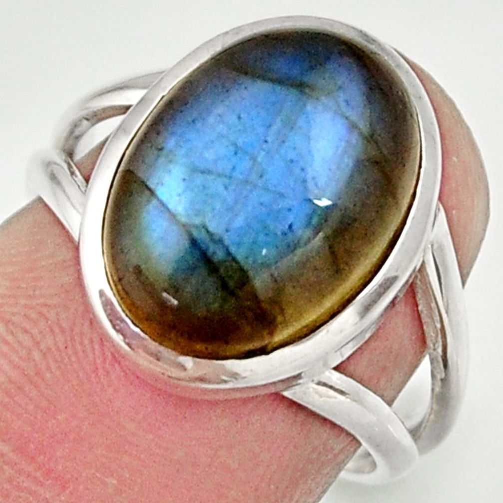 925 silver 6.02cts natural blue labradorite solitaire ring jewelry size 7 d35875