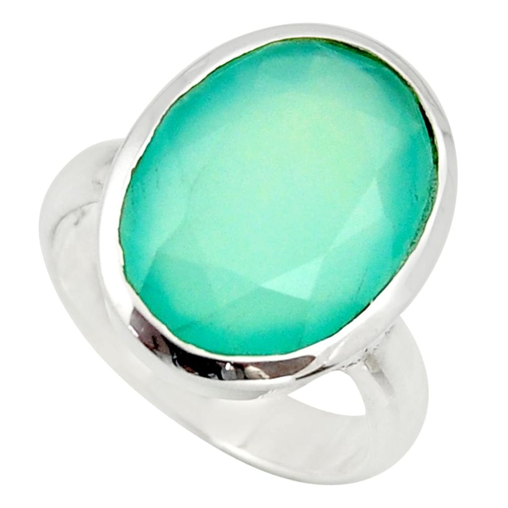 12.83cts natural aqua chalcedony 925 silver solitaire ring jewelry size 8 d35897