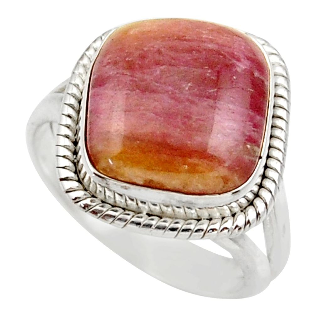 8.14cts natural pink bio tourmaline 925 silver solitaire ring size 8 d35925