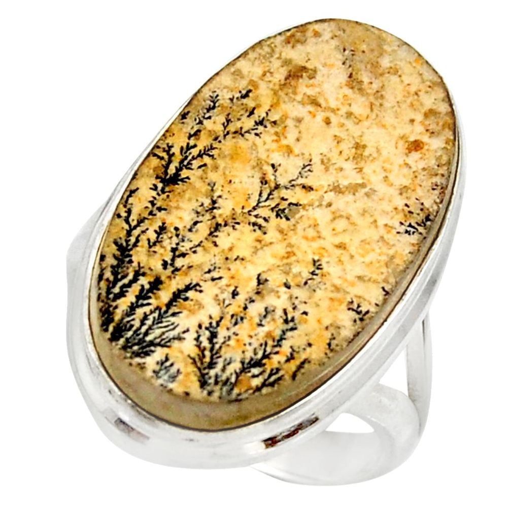 16.73cts natural germany psilomelane dendrite 925 silver ring size 7.5 d35950