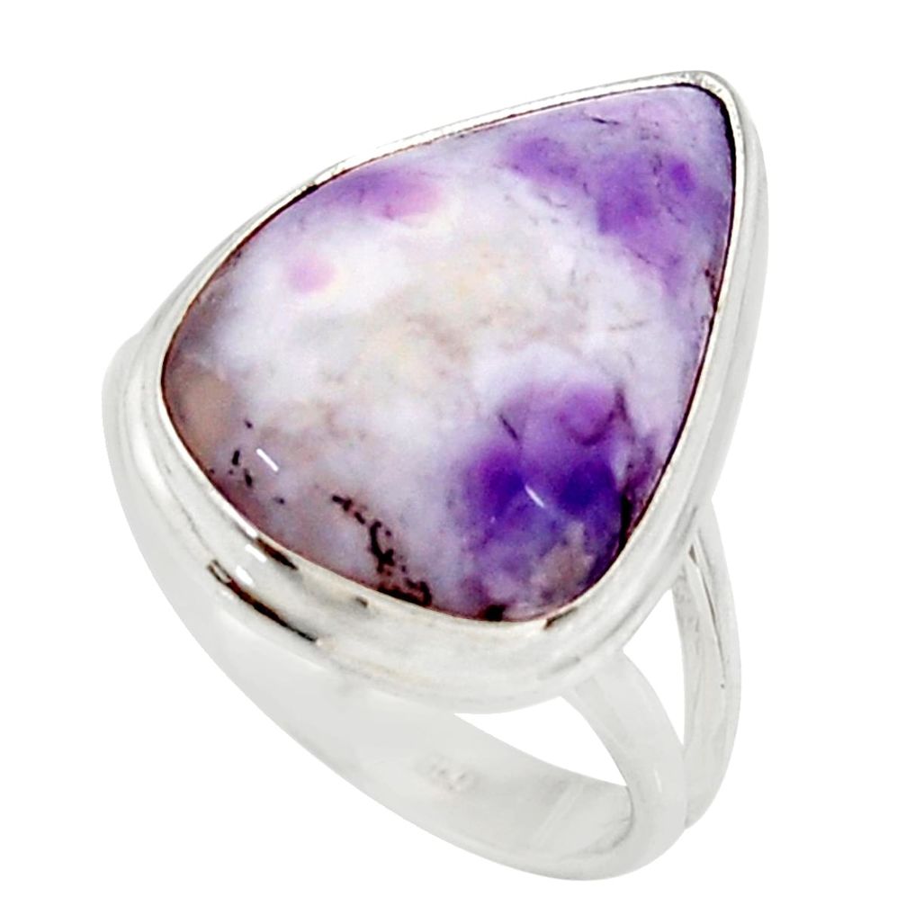 13.70cts natural purple opal 925 sterling silver solitaire ring size 7.5 d35963