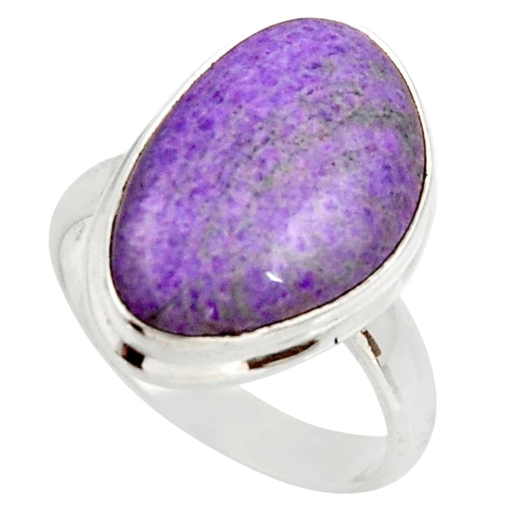 12.83cts natural purple purpurite 925 silver solitaire ring size 8.5 d35976